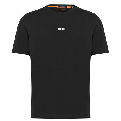 Black - Front - Boss Mens Tchup Logo Oversized T-Shirt