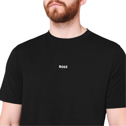 Black - Side - Boss Mens Tchup Logo Oversized T-Shirt