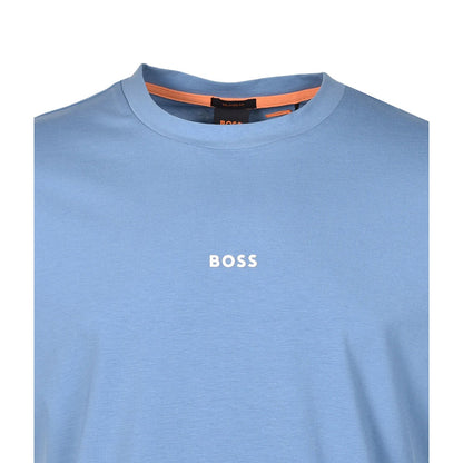 Blue - Side - Boss Mens Tchup Logo Oversized T-Shirt