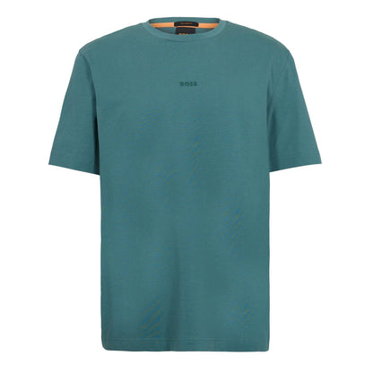 Dark Green - Front - Boss Mens Tchup Logo Oversized T-Shirt