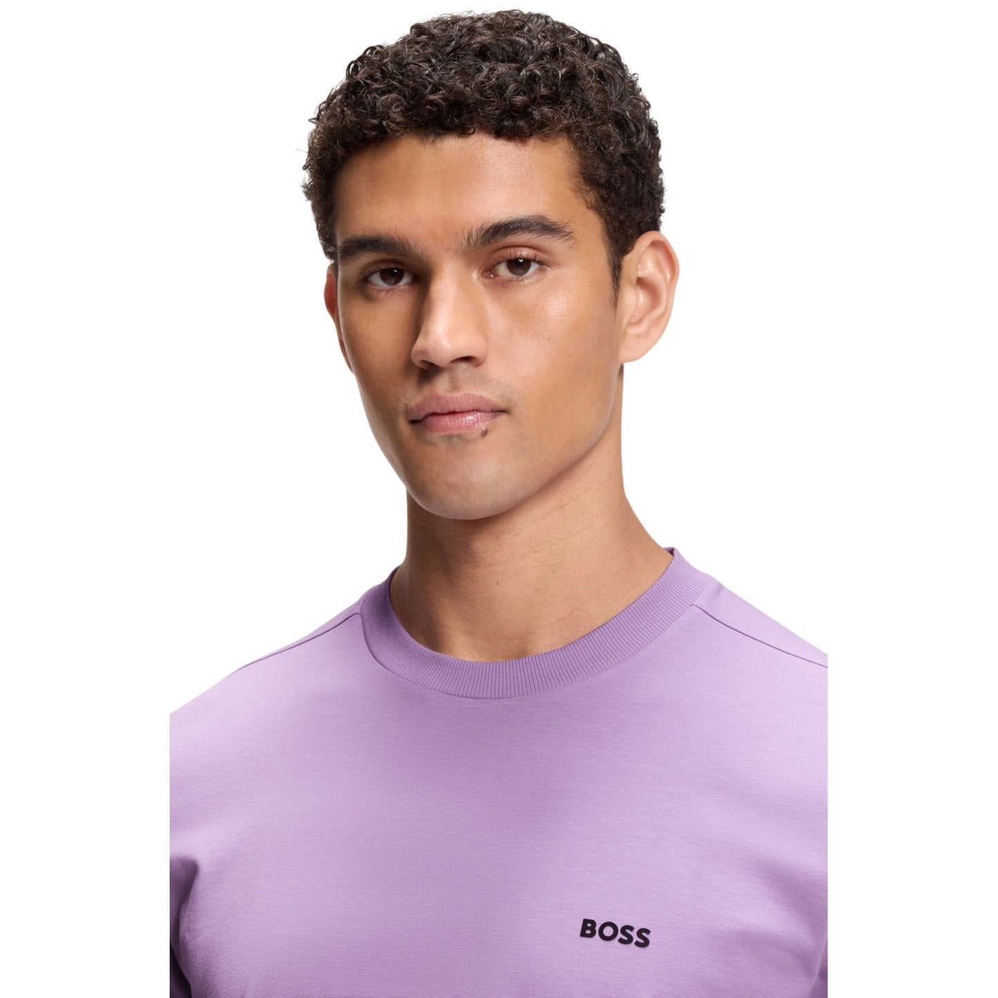 Purple - Side - Boss Mens Tchup Logo Oversized T-Shirt
