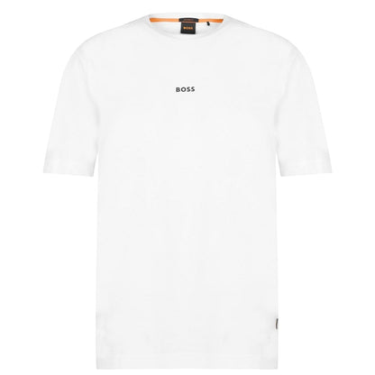 White - Front - Boss Mens Tchup Logo Oversized T-Shirt