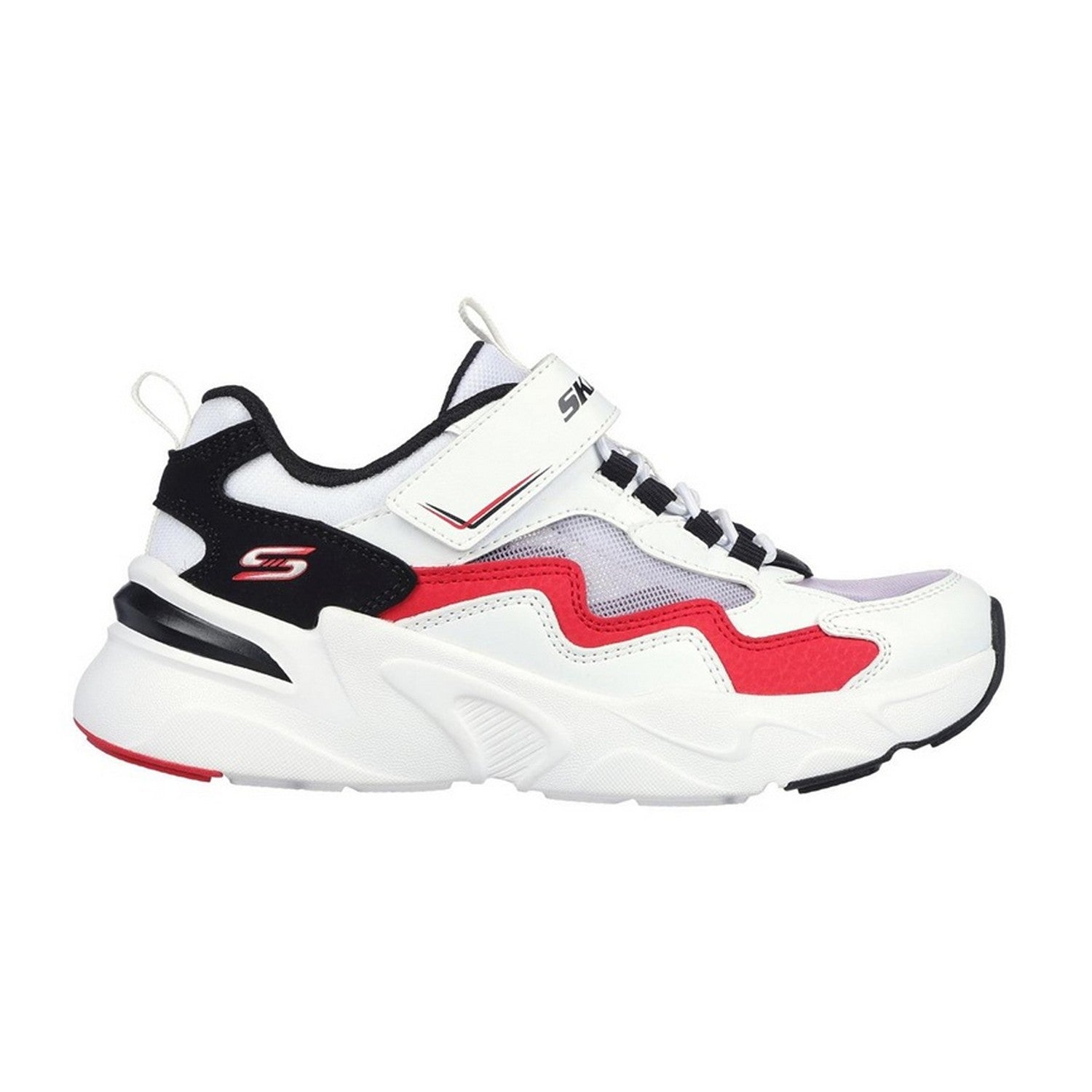 White-Red-Black - Back - Skechers Childrens-Kids Mesh Trainers