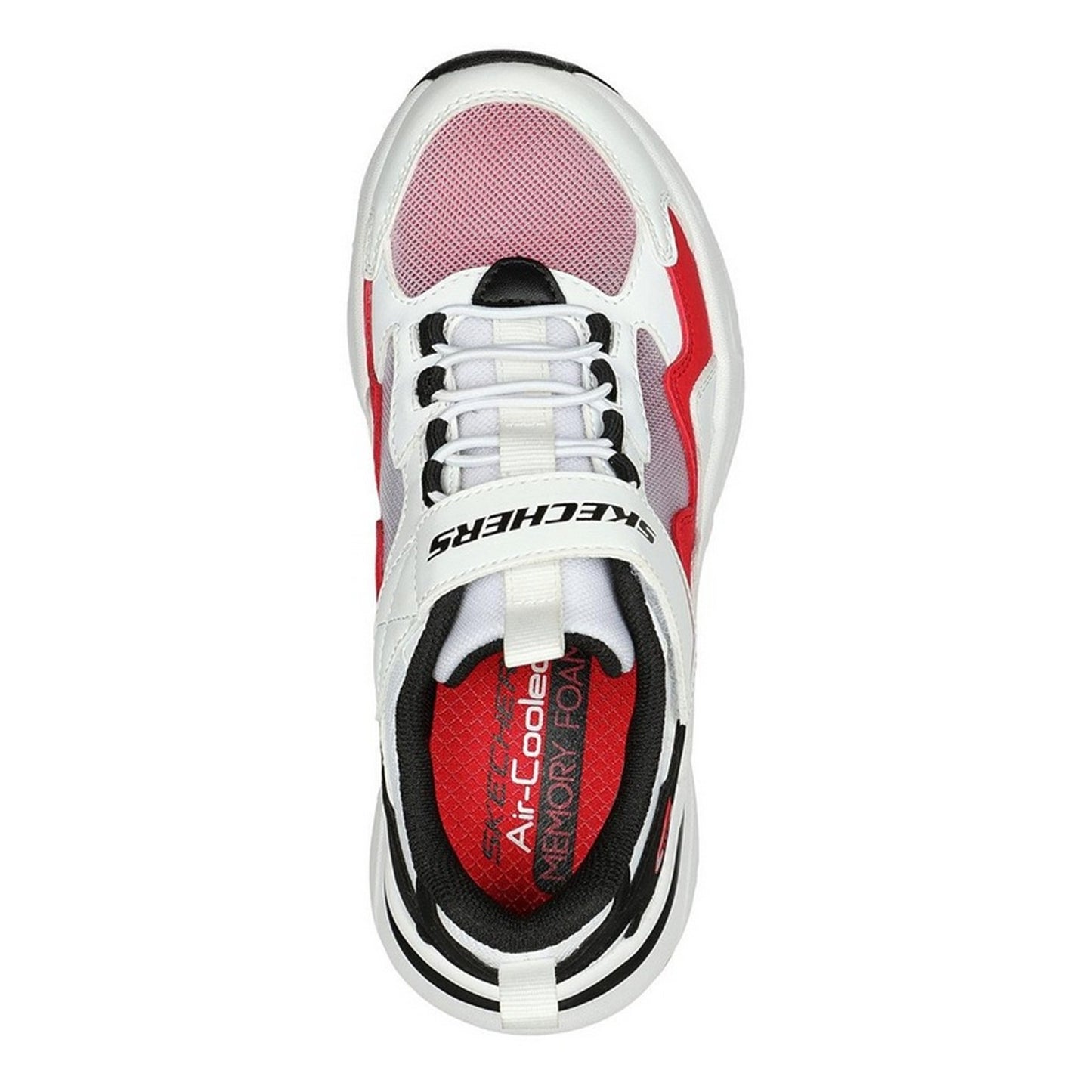 White-Red-Black - Lifestyle - Skechers Childrens-Kids Mesh Trainers
