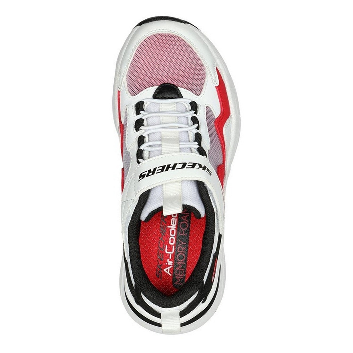 White-Red-Black - Lifestyle - Skechers Childrens-Kids Mesh Trainers