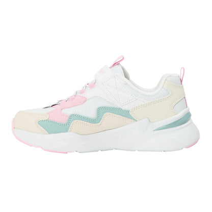 White-Pink - Back - Skechers Girls Colour Block Mesh Trainers