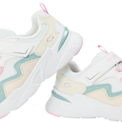 White-Pink - Lifestyle - Skechers Girls Colour Block Mesh Trainers