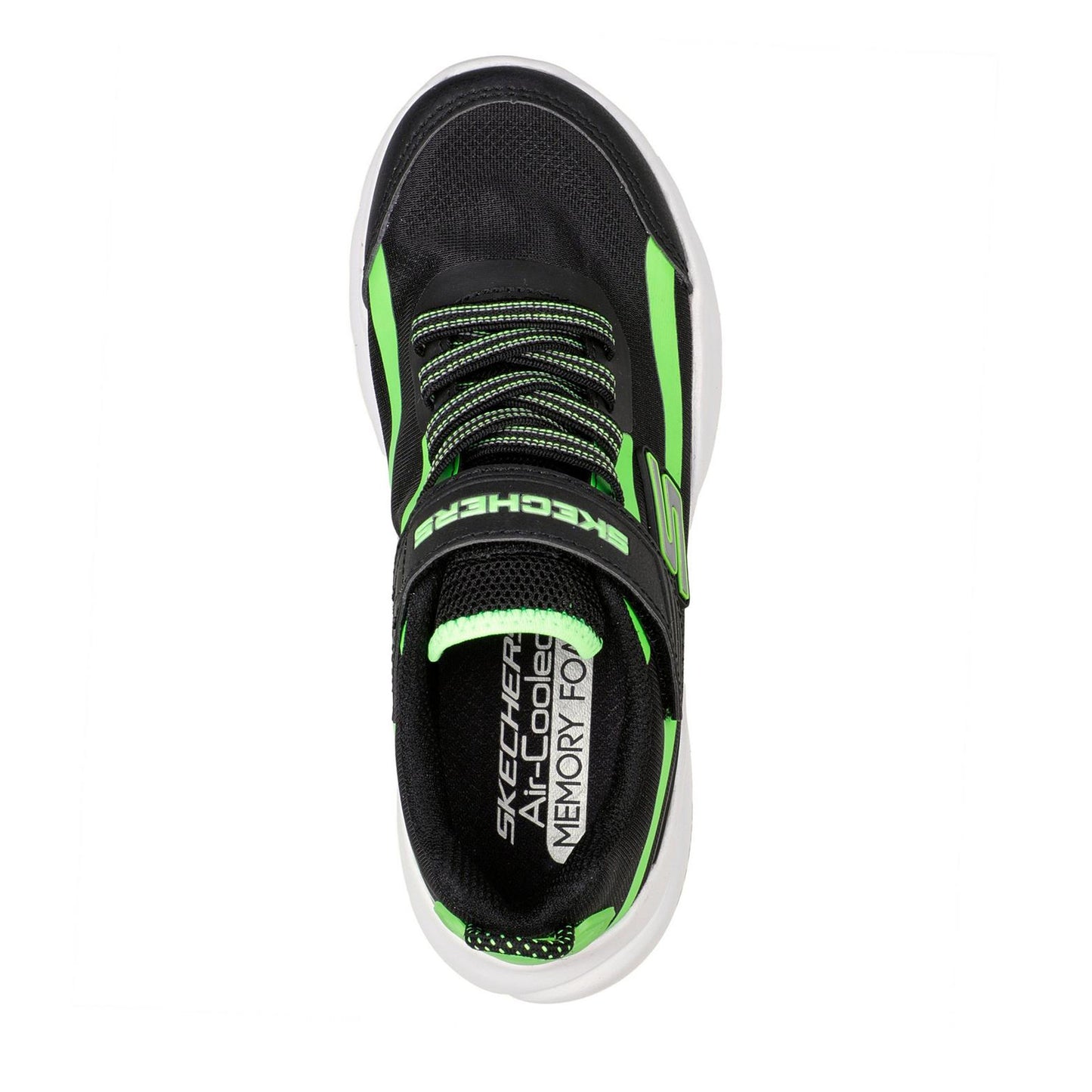 Black-Lime - Side - Skechers Childrens-Kids Razor Trainers