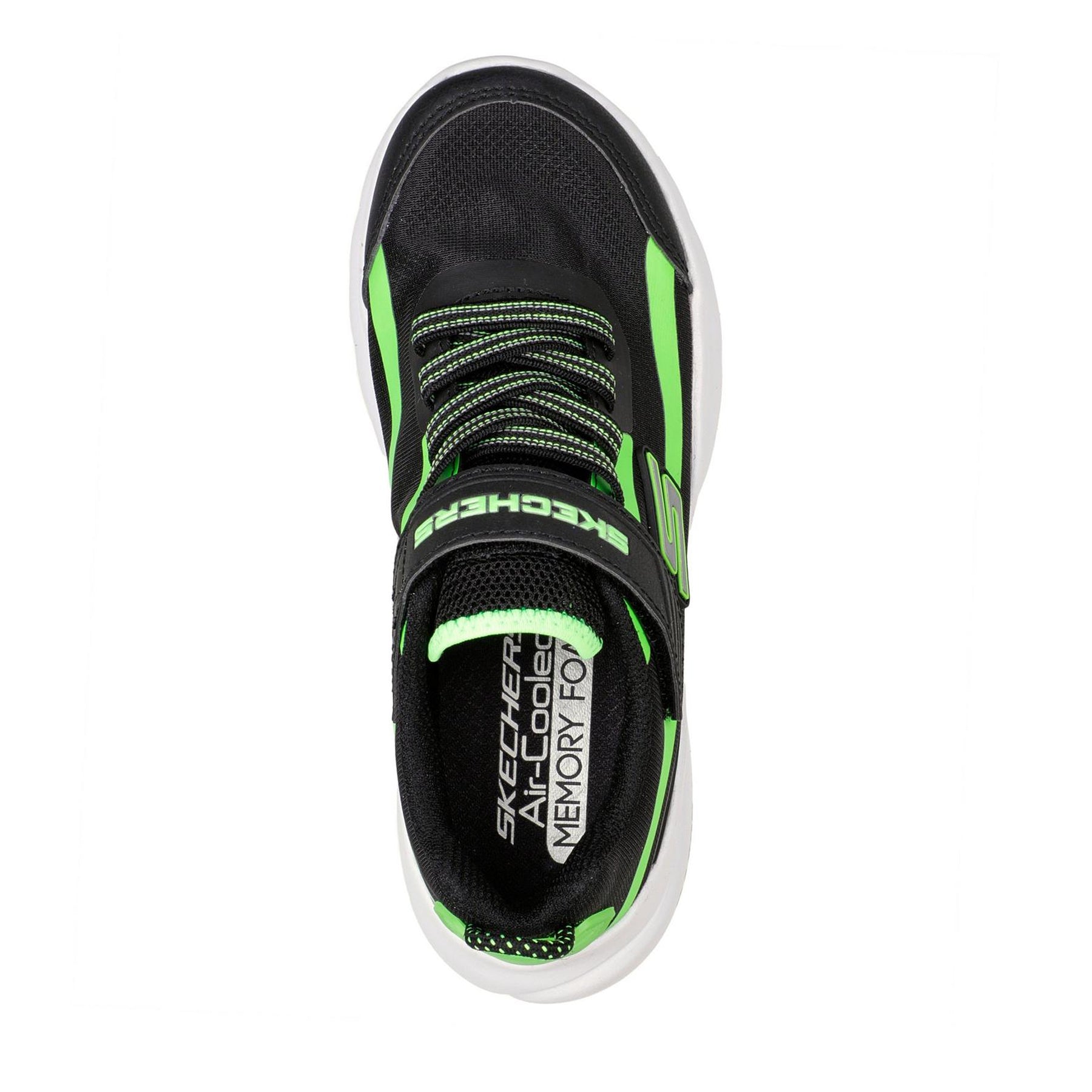 Black-Lime - Side - Skechers Childrens-Kids Razor Trainers