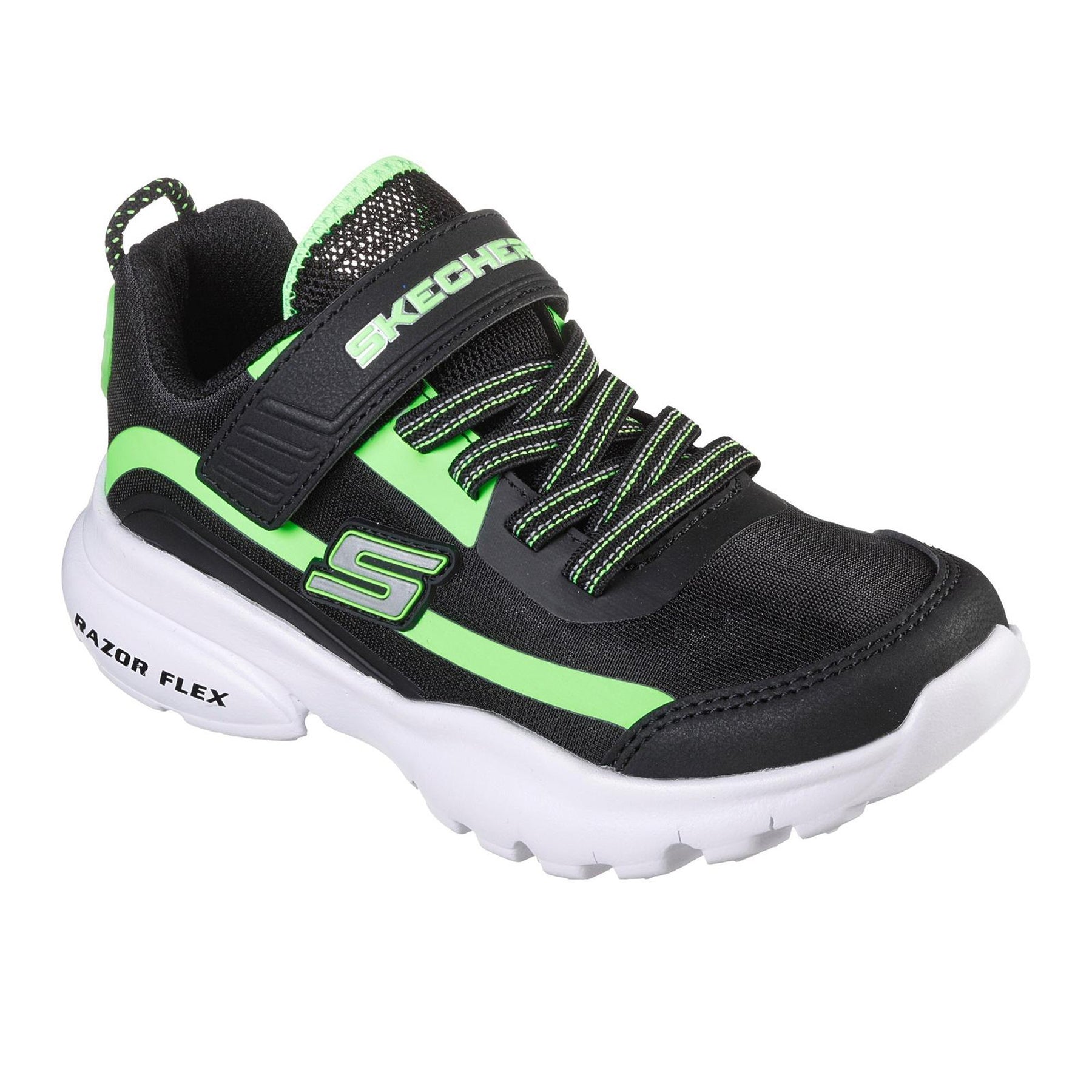 Black-Lime - Lifestyle - Skechers Childrens-Kids Razor Trainers