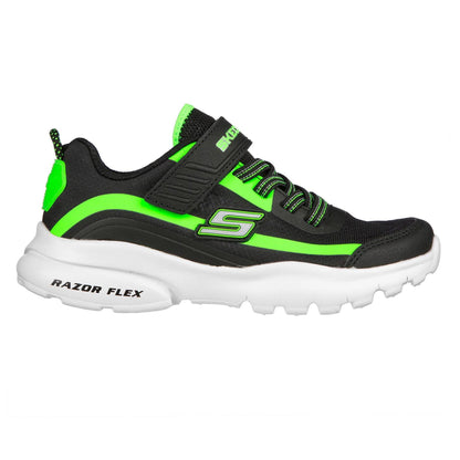 Black-Lime - Front - Skechers Childrens-Kids Razor Trainers