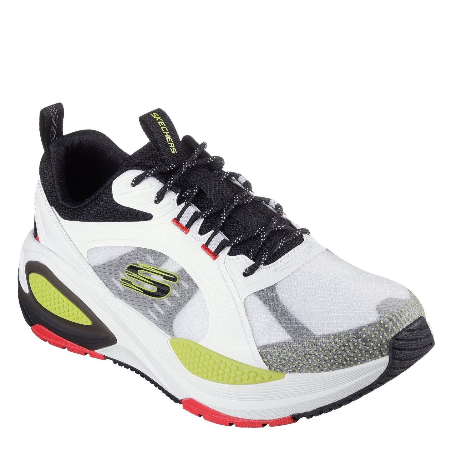White-Green-Black - Side - Skechers Childrens-Kids Octus Trainers