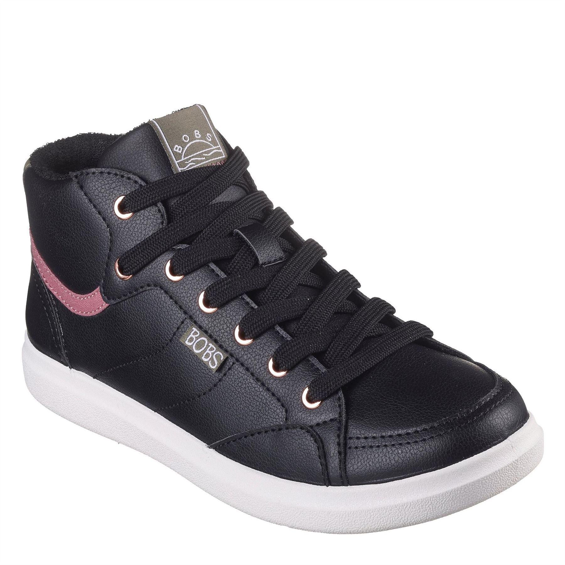 Black - Side - Skechers Womens-Ladies Bobs DVine Trainers