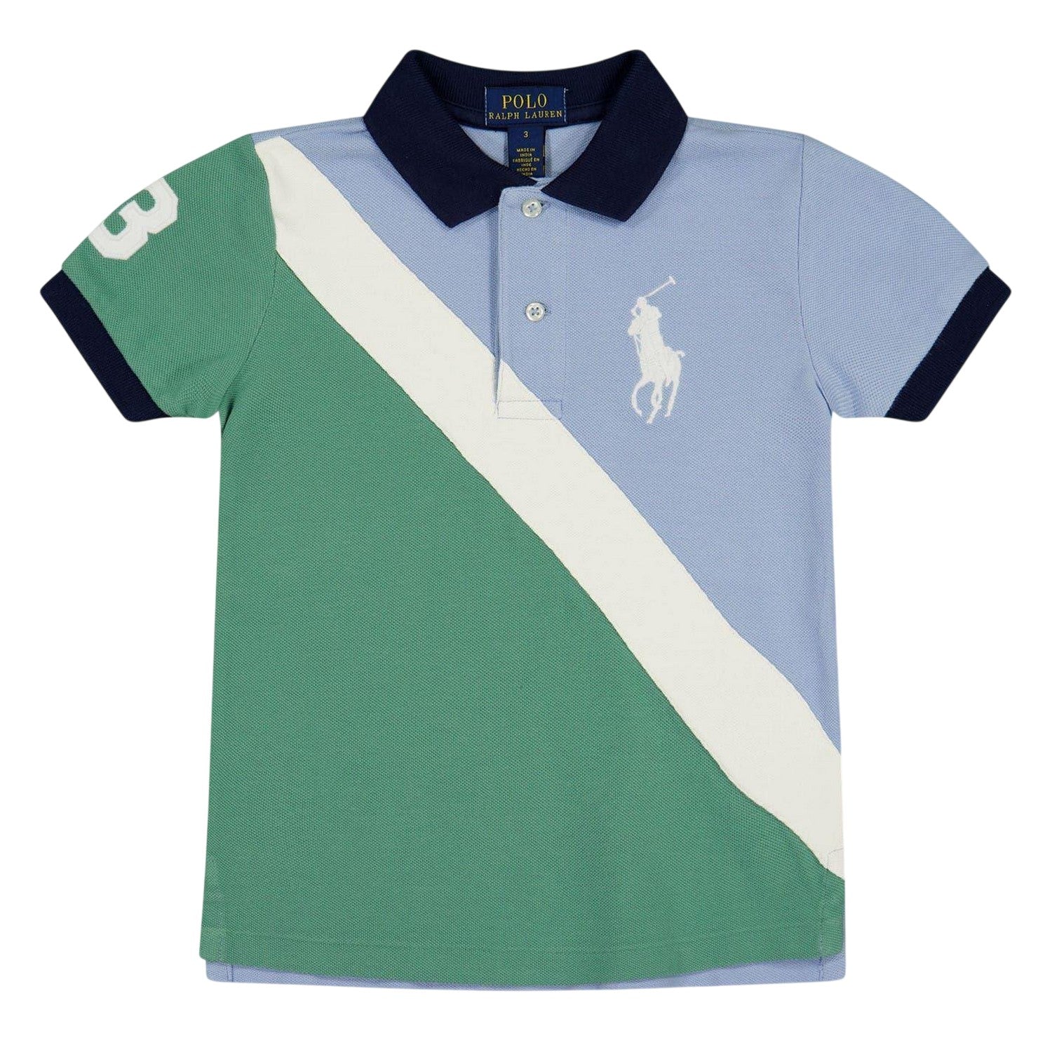 Chambray Blue - Front - Ralph Lauren Boys Colour Block Polo Shirt