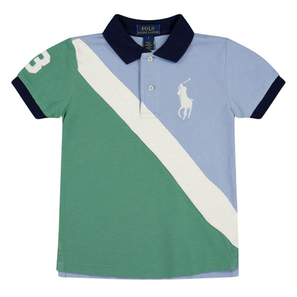 Chambray Blue - Front - Ralph Lauren Boys Colour Block Polo Shirt