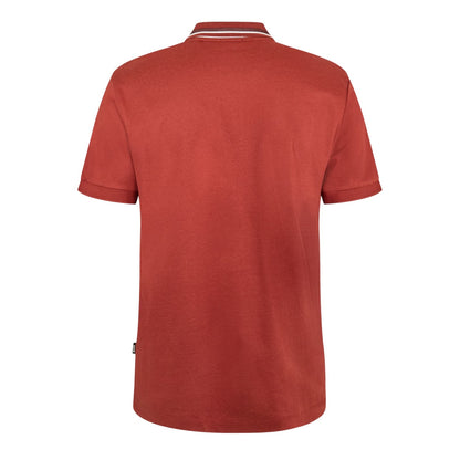 Brown - Back - Boss Mens Contrast Detail Short-Sleeved Polo Shirt