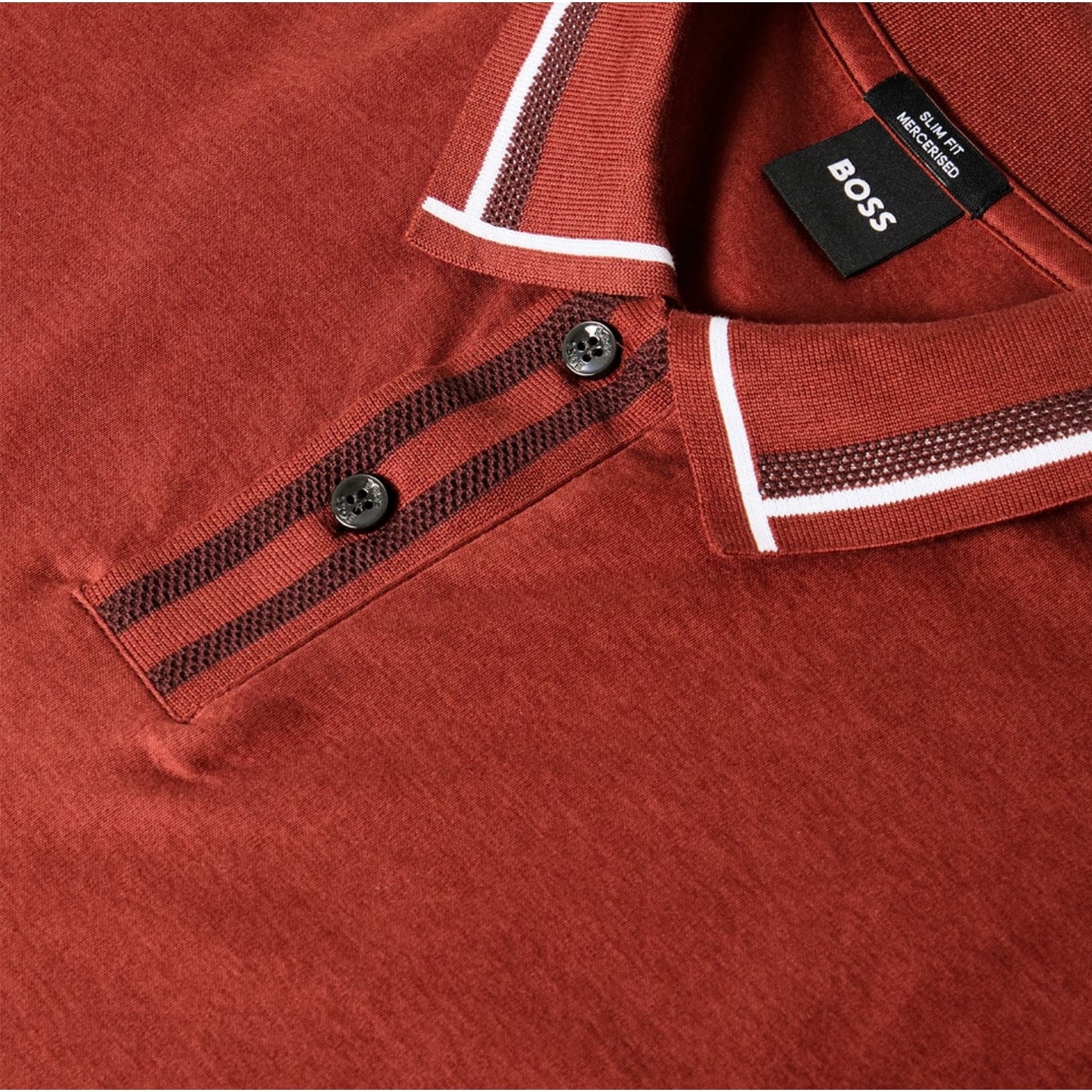 Brown - Side - Boss Mens Contrast Detail Short-Sleeved Polo Shirt