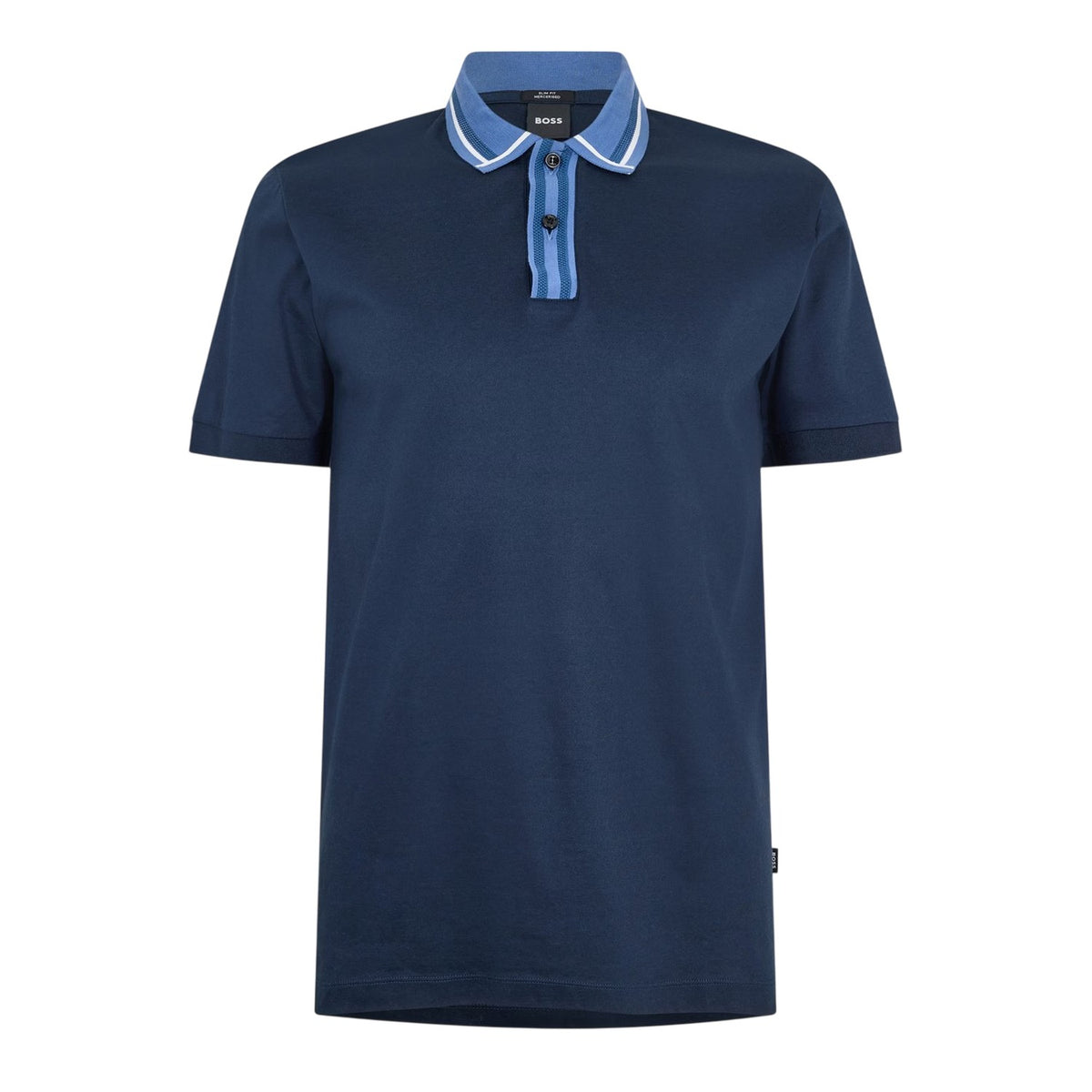 Dark Blue - Front - Boss Mens Contrast Detail Short-Sleeved Polo Shirt