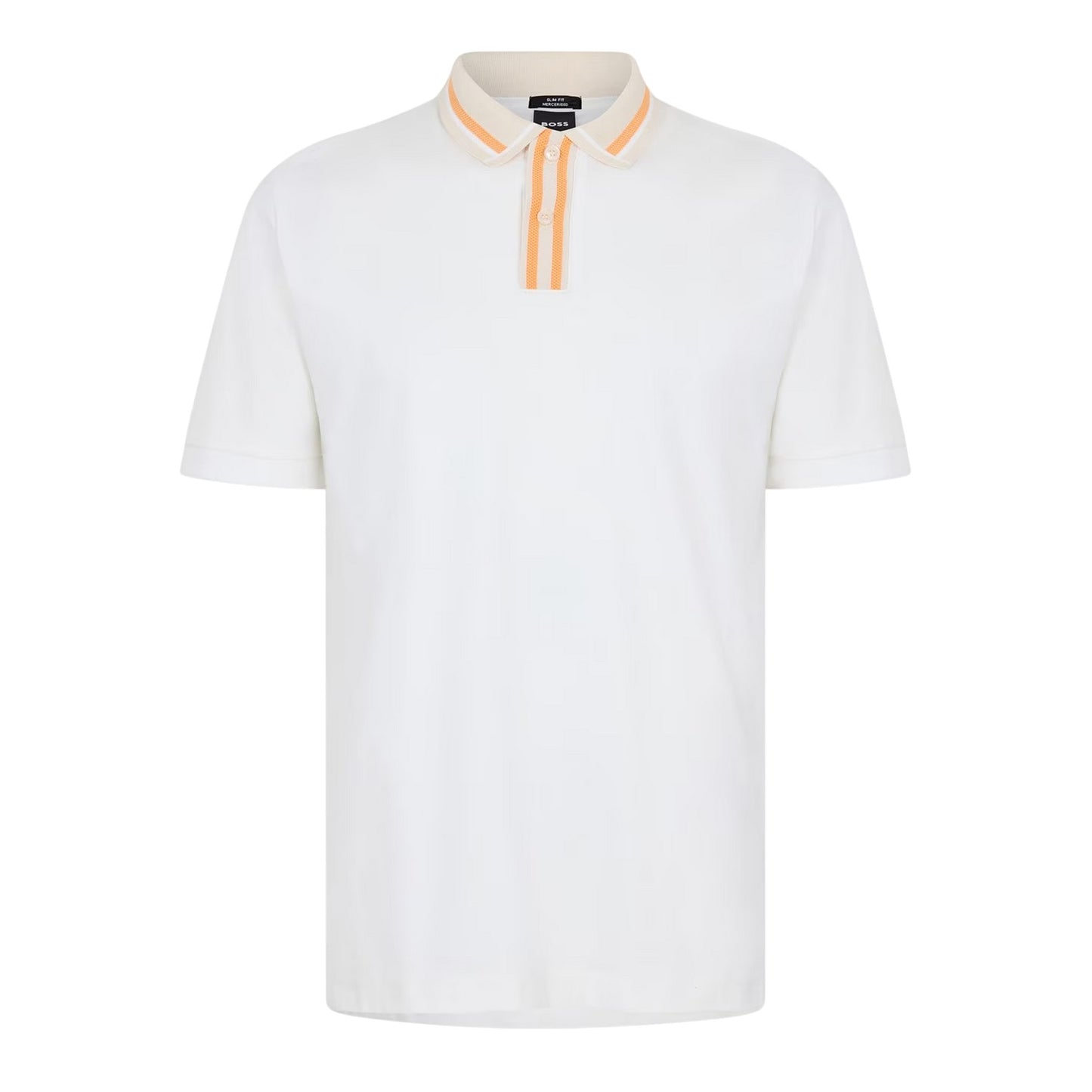 White - Front - Boss Mens Contrast Detail Short-Sleeved Polo Shirt