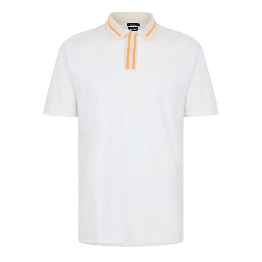 White - Front - Boss Mens Contrast Detail Short-Sleeved Polo Shirt
