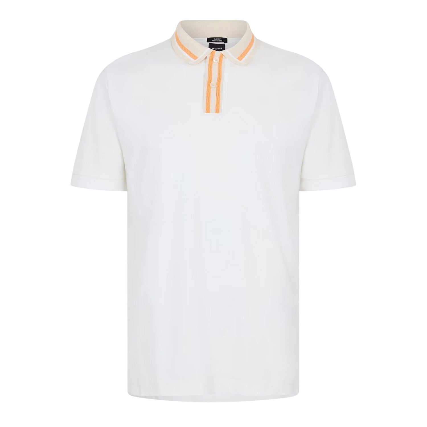 White - Back - Boss Mens Contrast Detail Short-Sleeved Polo Shirt