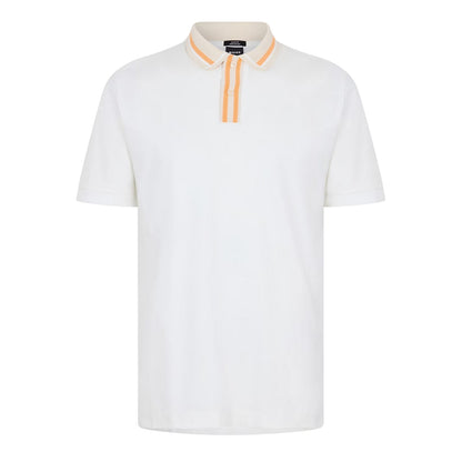 White - Back - Boss Mens Contrast Detail Short-Sleeved Polo Shirt
