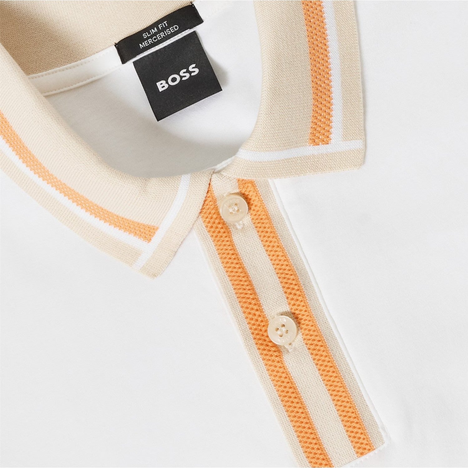 White - Side - Boss Mens Contrast Detail Short-Sleeved Polo Shirt
