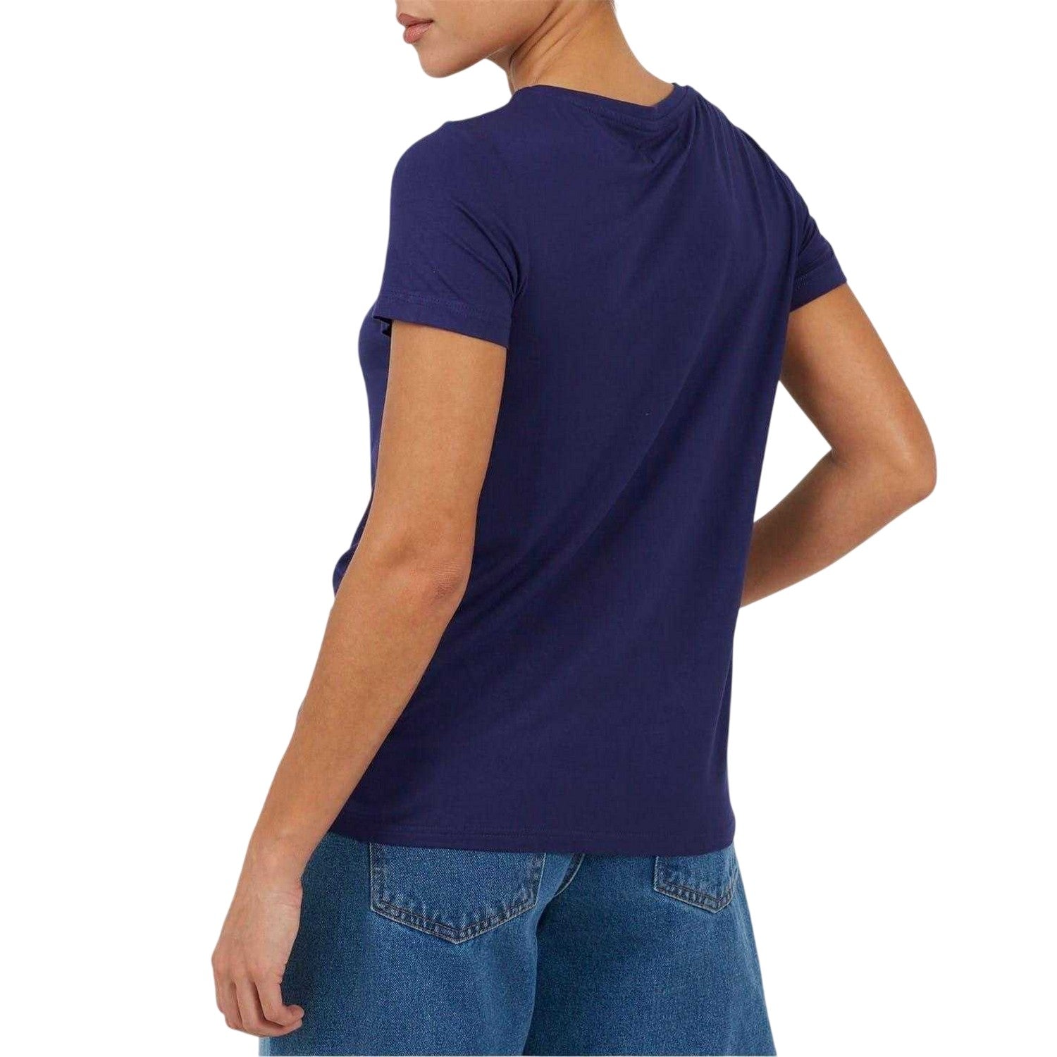 Navy - Back - Brave Soul Womens-Ladies Plain Lace Up T-Shirt