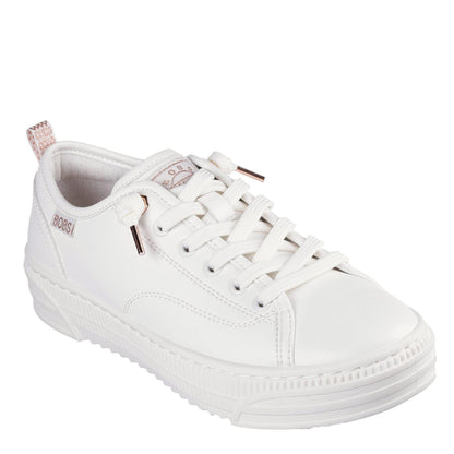 White - Side - Skechers Womens-Ladies Bobs Copa Platform Trainers