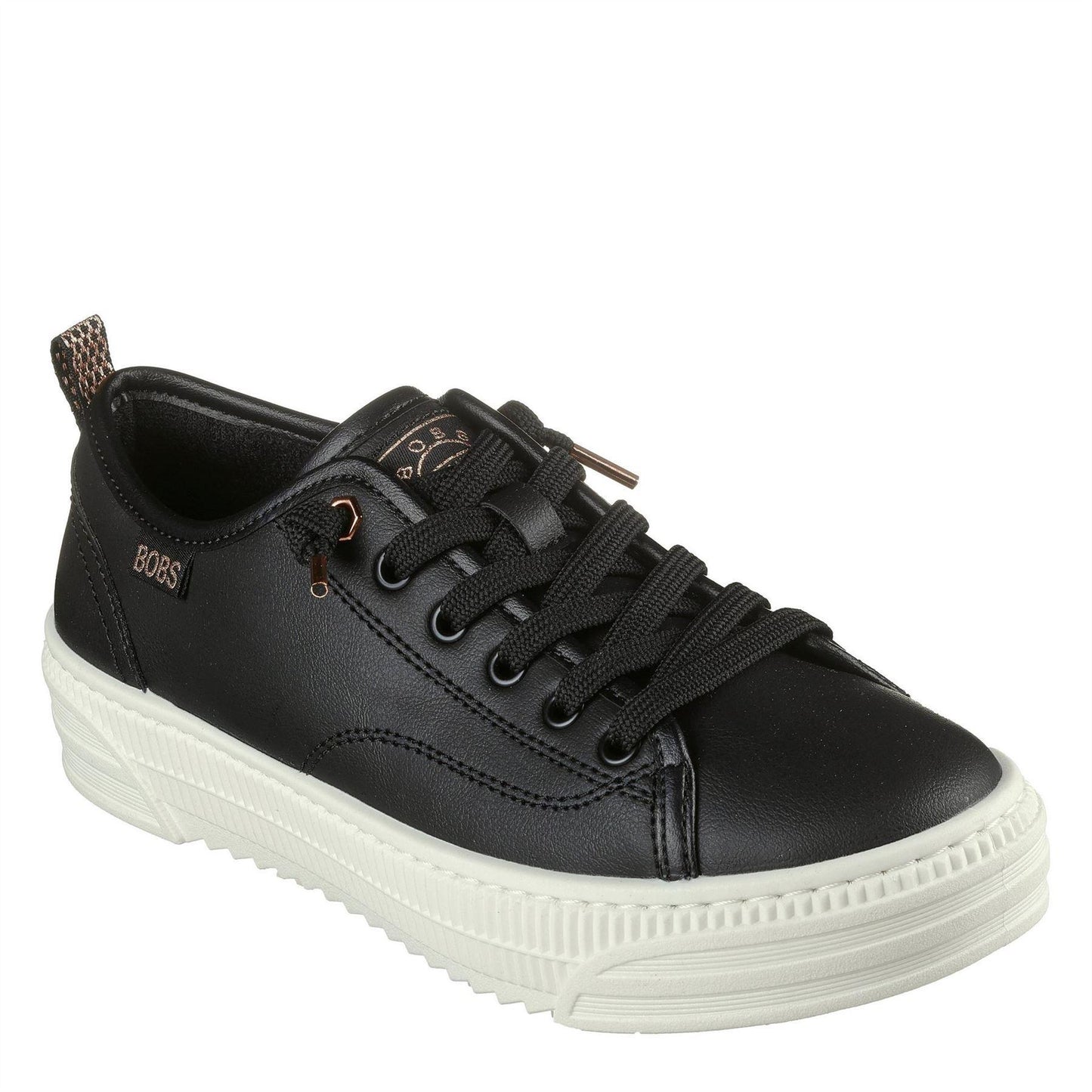 Black - Side - Skechers Womens-Ladies Bobs Copa Platform Trainers