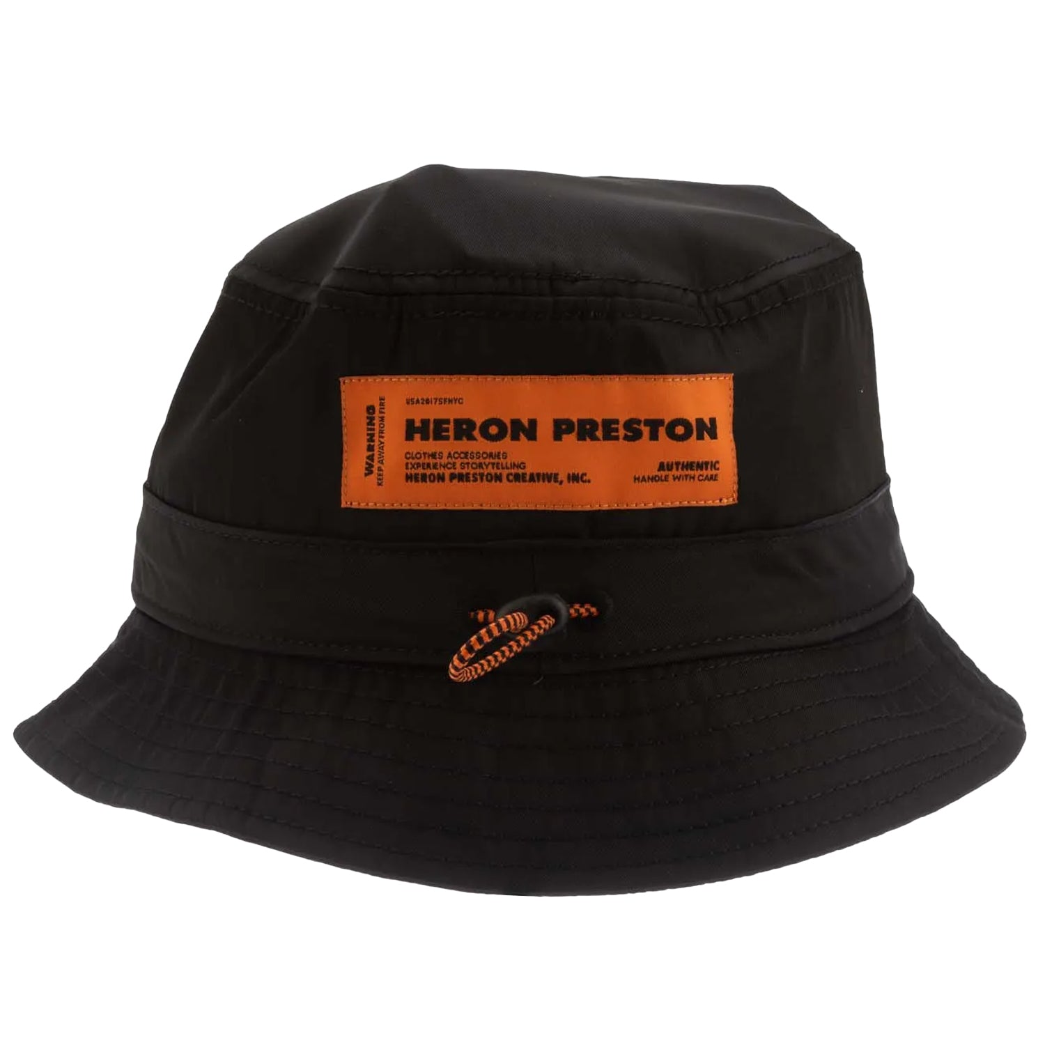 Black-White - Back - Heron Preston HPNY Embroidered Nylon Bucket Hat