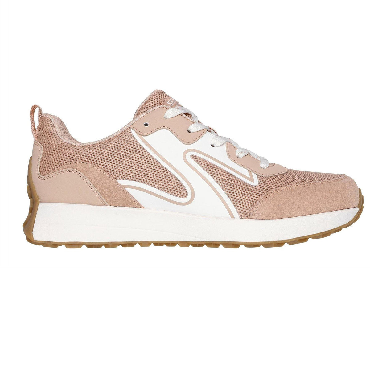 Tan - Front - Skechers Womens-Ladies Gusto Suede Panel Trainers