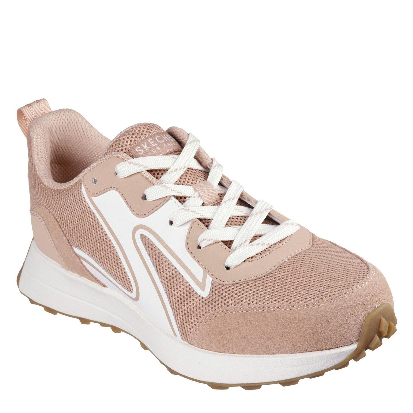Tan - Side - Skechers Womens-Ladies Gusto Suede Panel Trainers