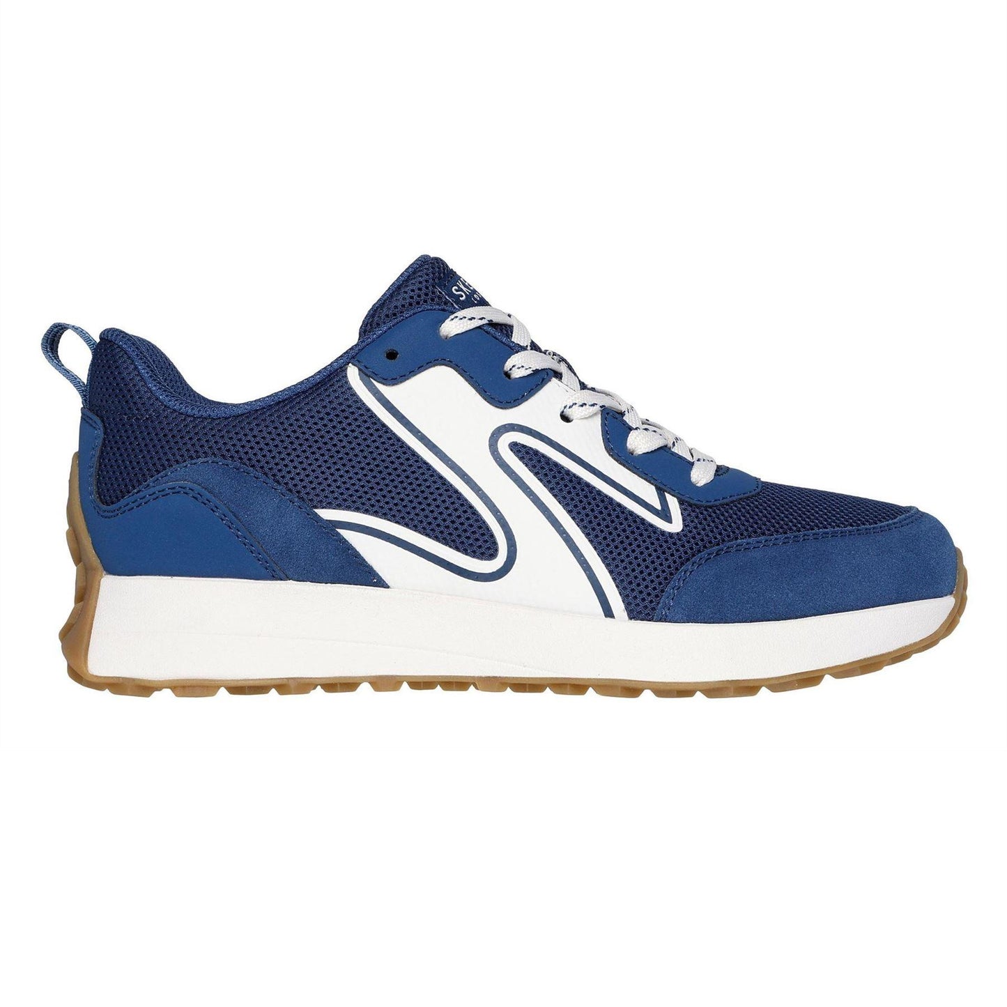 Navy - Front - Skechers Womens-Ladies Gusto Suede Panel Trainers