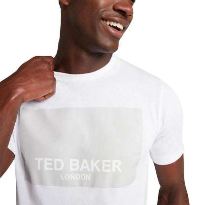 White - Lifestyle - Ted Baker Mens Box Logo Regular T-Shirt