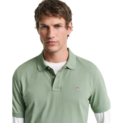 Green - Side - Gant Mens Plain Regular Polo Shirt