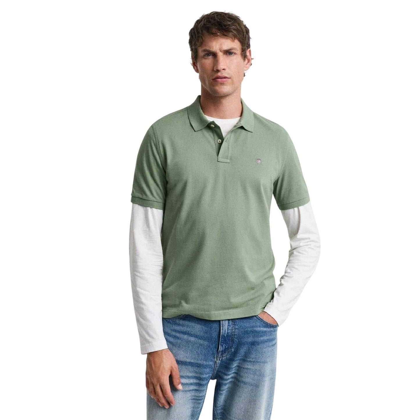 Green - Front - Gant Mens Plain Regular Polo Shirt