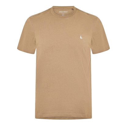 Fawn - Front - Jack Wills Mens Sandleford Logo T-Shirt