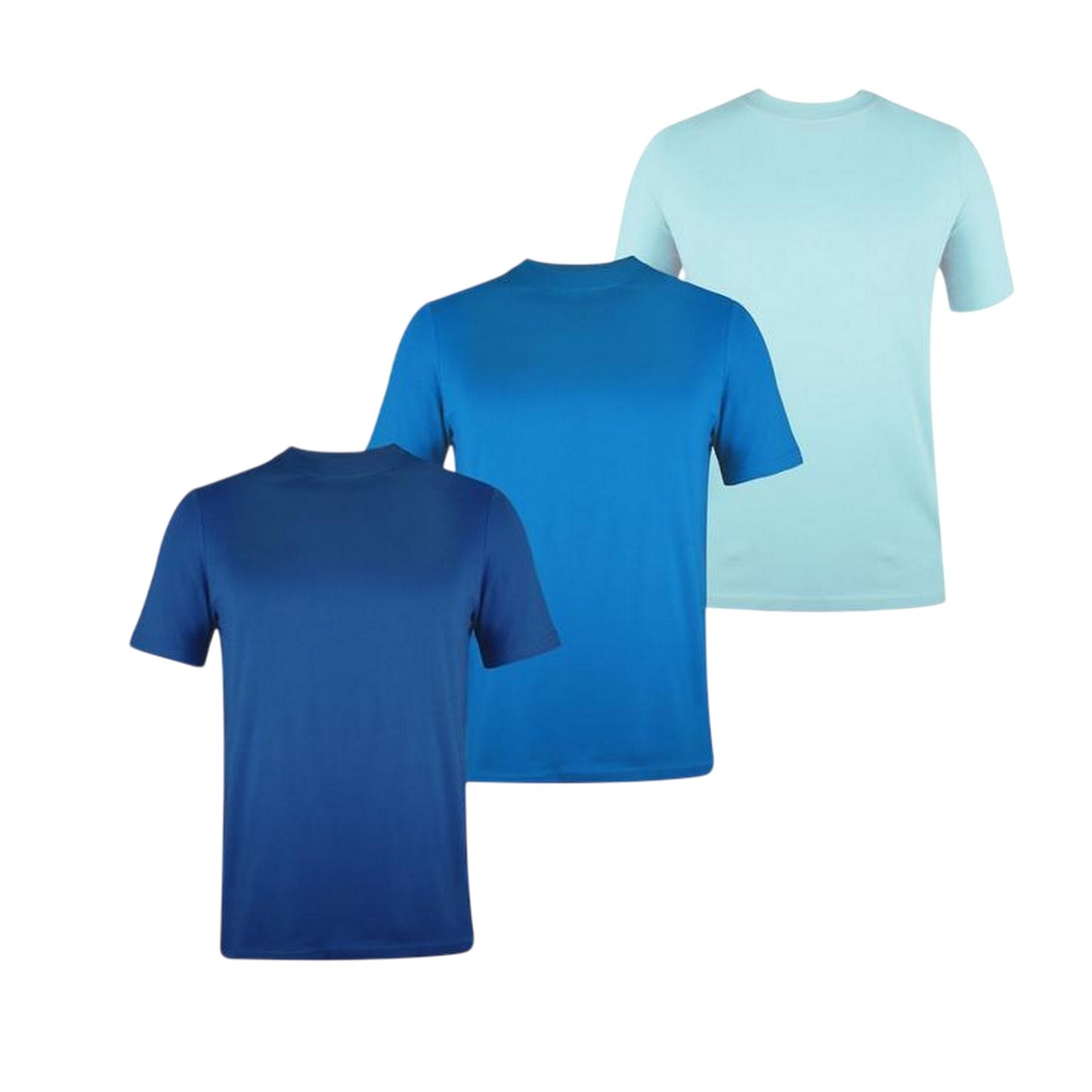 Teal Blue-Turquoise Blue-Dark Blue - Front - Donnay Mens Plain Crew Neck T-Shirt (Pack of 3)
