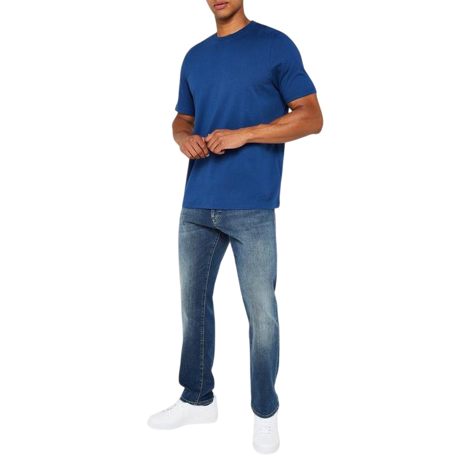Teal Blue-Turquoise Blue-Dark Blue - Back - Donnay Mens Plain Crew Neck T-Shirt (Pack of 3)