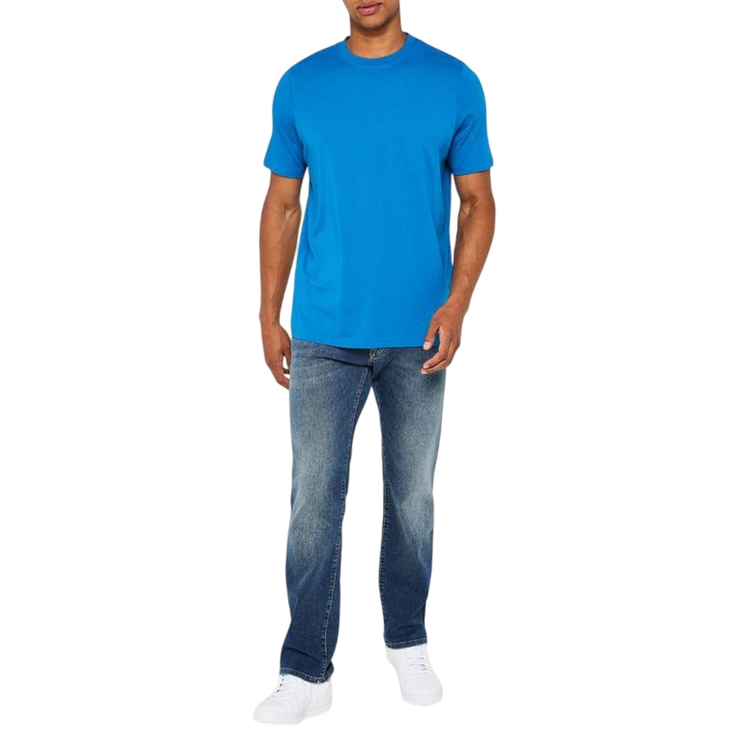 Teal Blue-Turquoise Blue-Dark Blue - Side - Donnay Mens Plain Crew Neck T-Shirt (Pack of 3)