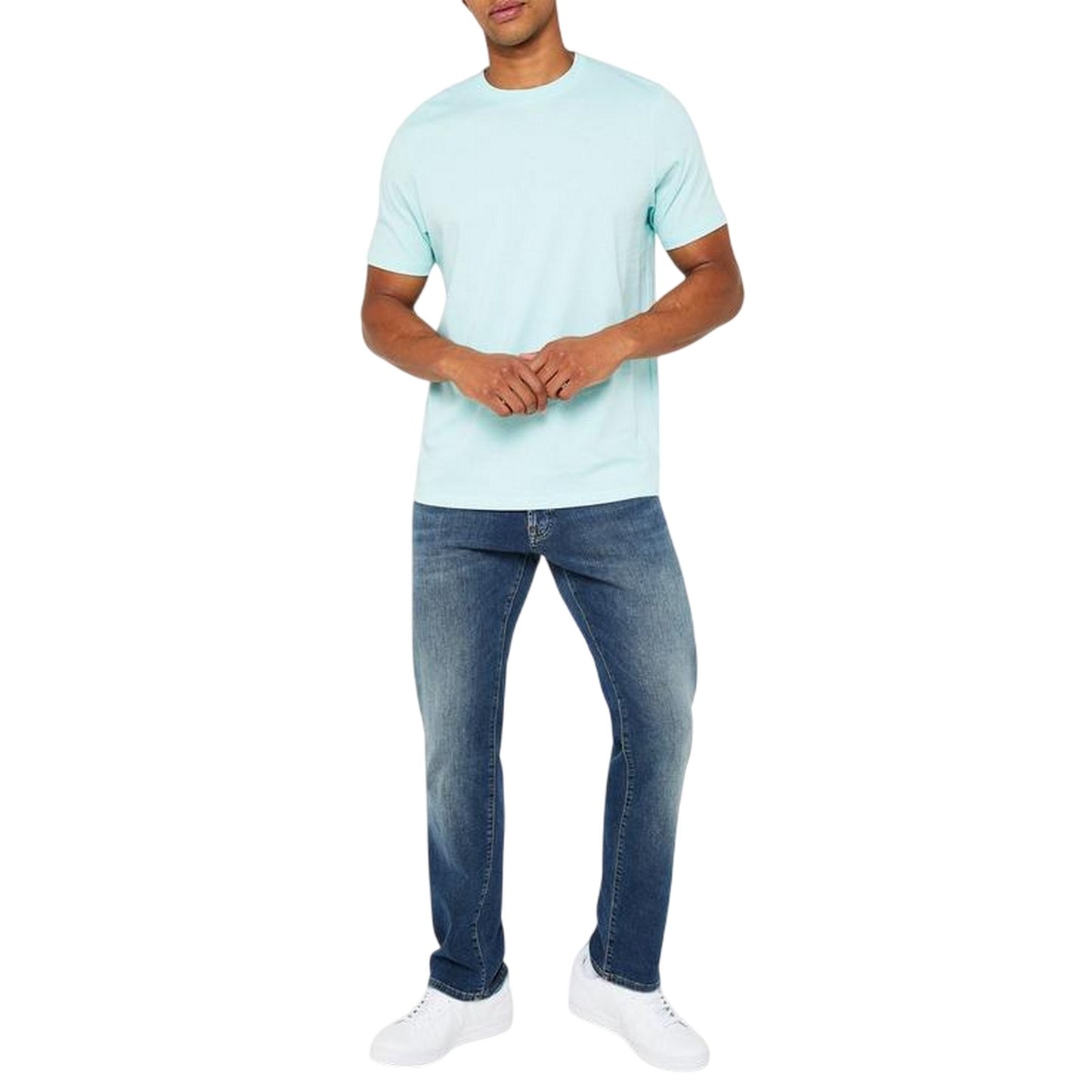 Teal Blue-Turquoise Blue-Dark Blue - Lifestyle - Donnay Mens Plain Crew Neck T-Shirt (Pack of 3)