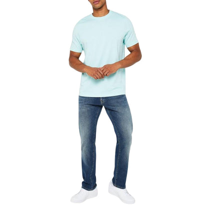 Teal Blue-Turquoise Blue-Dark Blue - Lifestyle - Donnay Mens Plain Crew Neck T-Shirt (Pack of 3)