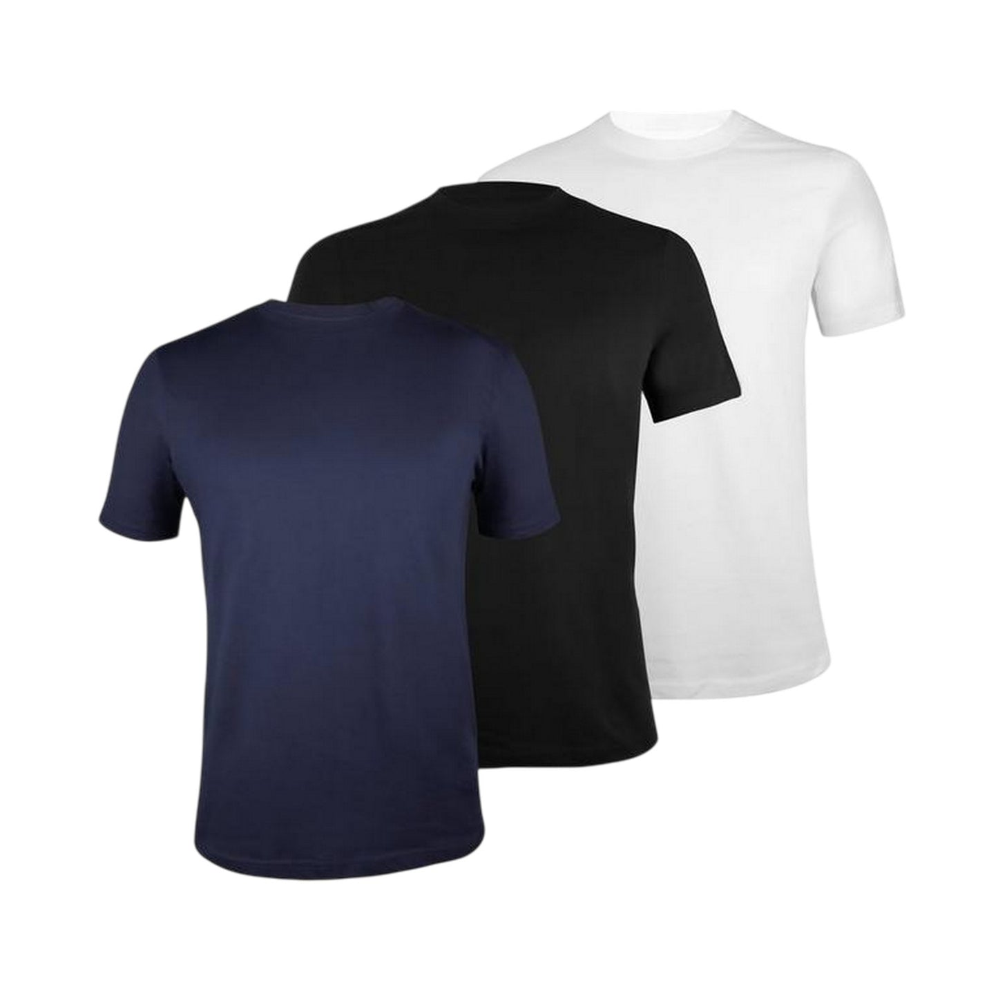 White-Black-Navy - Front - Donnay Mens Plain Crew Neck T-Shirt (Pack of 3)