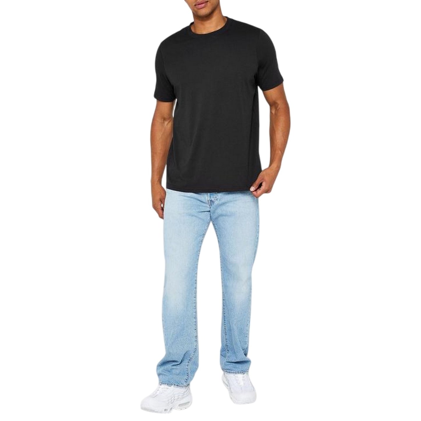 White-Black-Navy - Back - Donnay Mens Plain Crew Neck T-Shirt (Pack of 3)