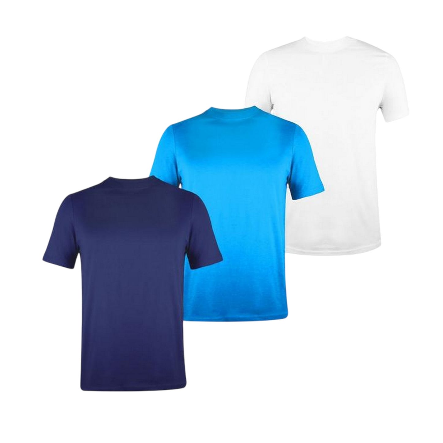 White-Blue-Navy - Front - Donnay Mens Plain Crew Neck T-Shirt (Pack of 3)