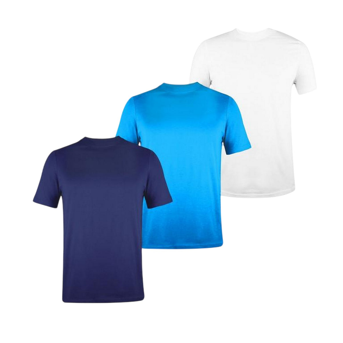 White-Blue-Navy - Front - Donnay Mens Plain Crew Neck T-Shirt (Pack of 3)