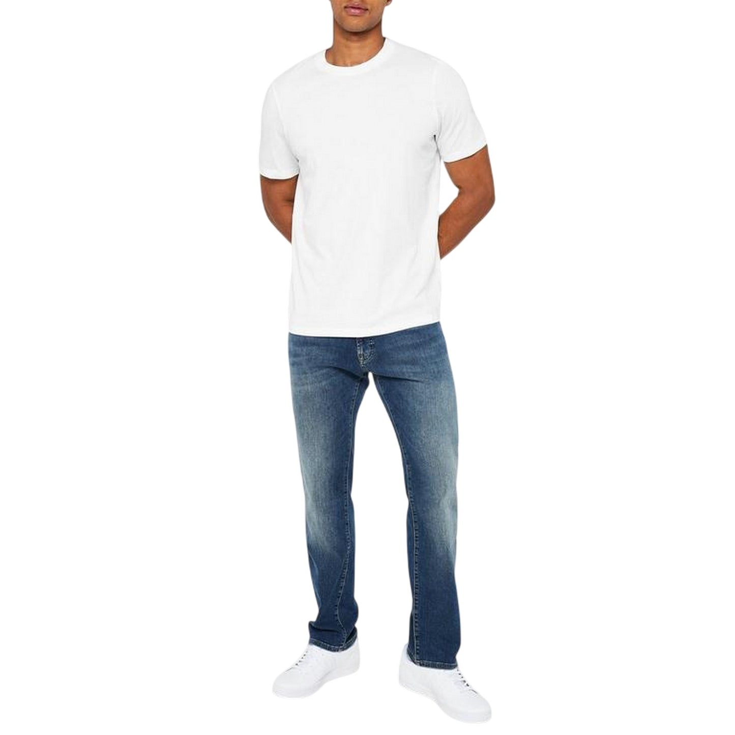 White-Blue-Navy - Back - Donnay Mens Plain Crew Neck T-Shirt (Pack of 3)