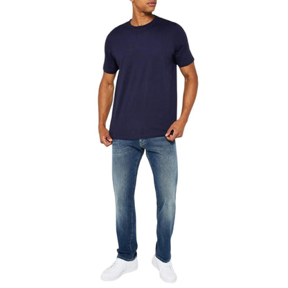 White-Blue-Navy - Side - Donnay Mens Plain Crew Neck T-Shirt (Pack of 3)
