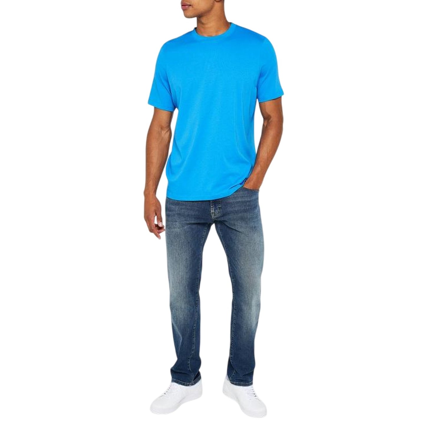 White-Blue-Navy - Lifestyle - Donnay Mens Plain Crew Neck T-Shirt (Pack of 3)